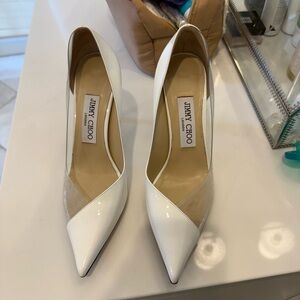 Jimmy Choo White Pointed Toe Heels